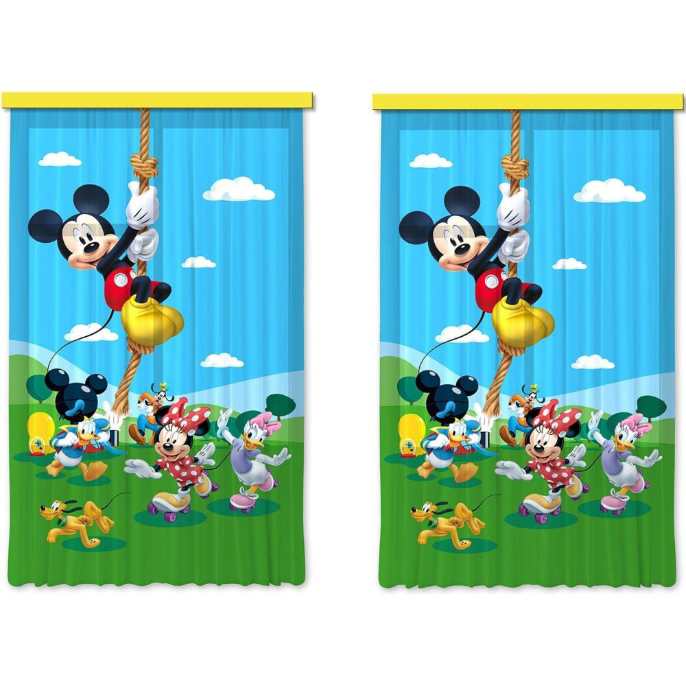 Mickey egér kötélen mászik álló függöny - 280 x 245 cm / 2 db-os szett