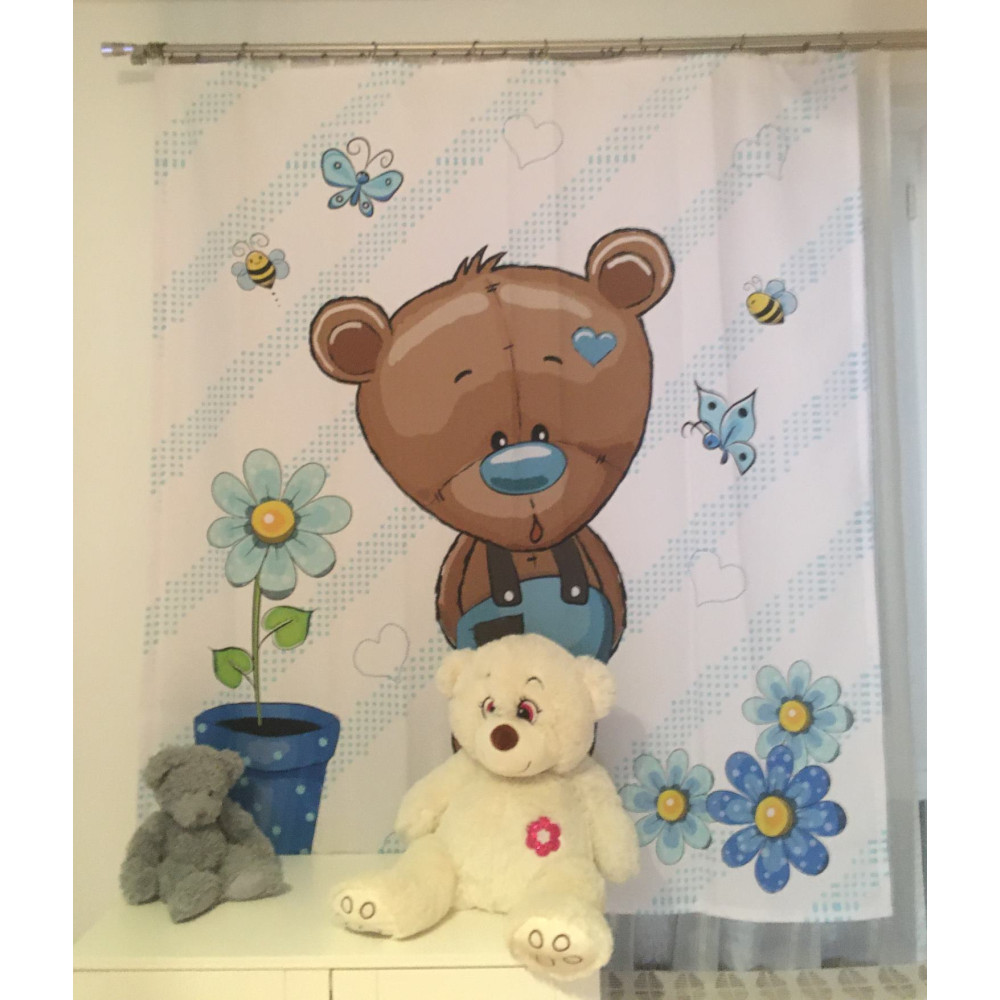 Teddy macis, autós, panama dekor függöny