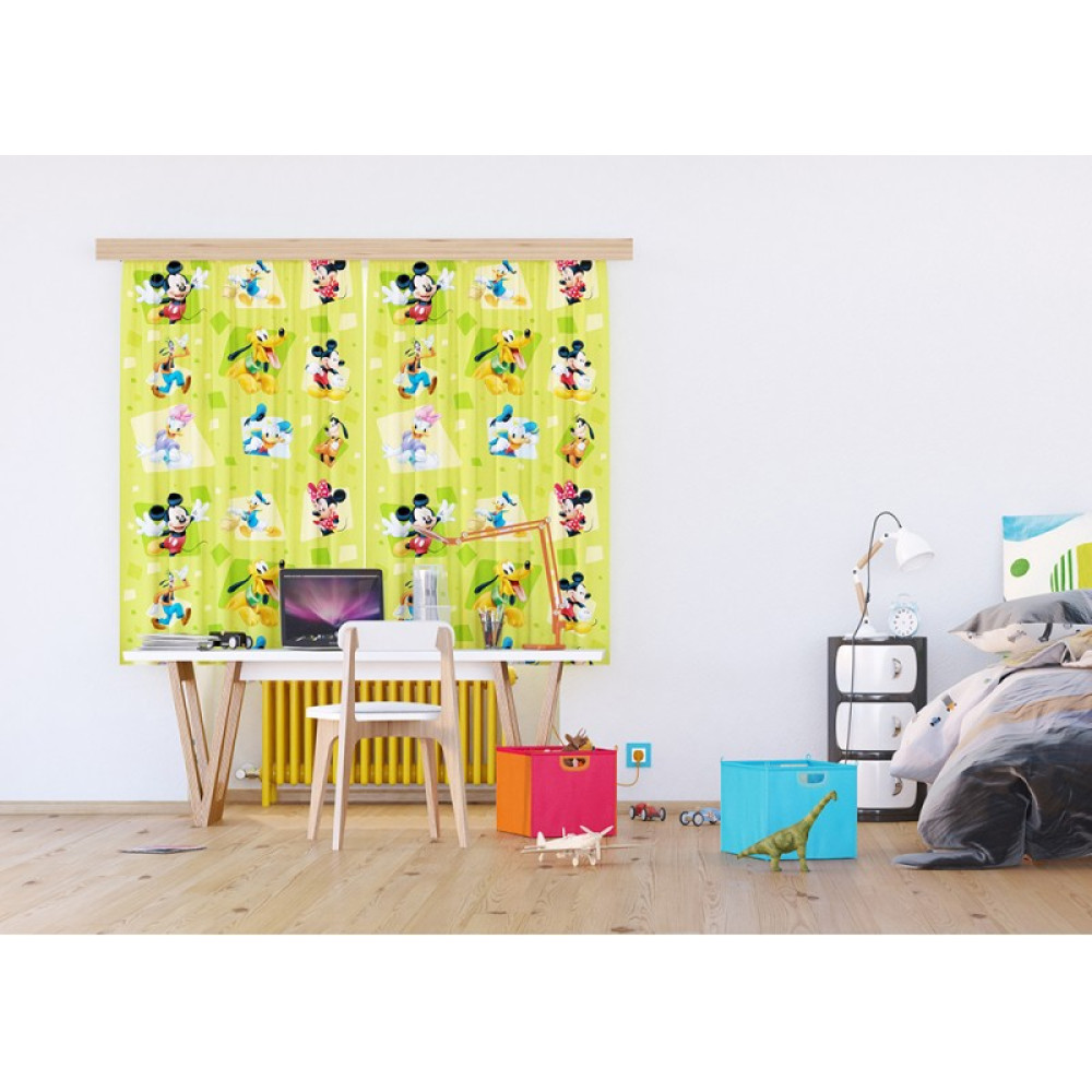 Mickey és Minnie egeres világoszöld gyerek függöny Mickey és Minnie egeres világoszöld gyerek függöny